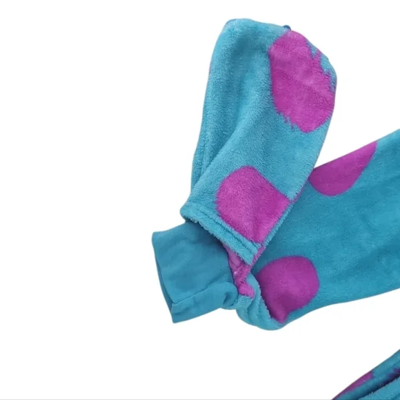 Disney Monsters Inc Sully Adult Onesie Pajamas Costume Blue Purple S/M Cosplay - Picture 10 of 16